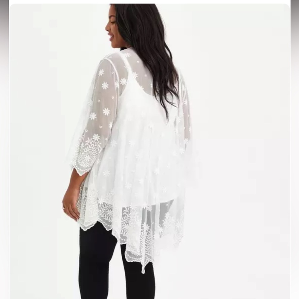 Torrid Scallop Mesh Kimono - Picture 3 of 9